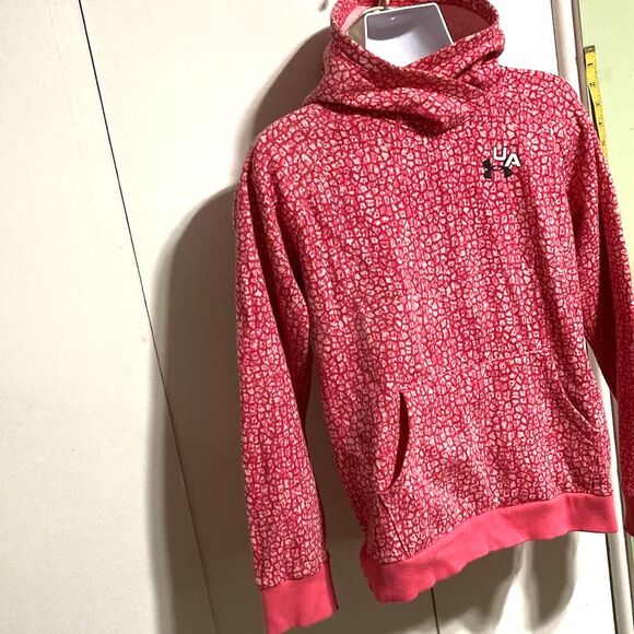 UNDER ARMOUR Rival Fleece Pink Cheetah Leopard Print Hoodie Youth XL - Picture 3 of 12